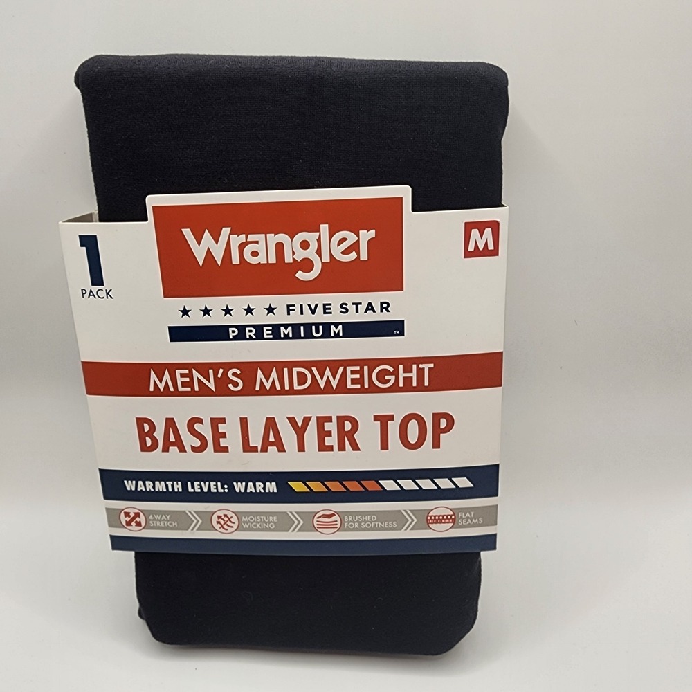 Wrangler Five Star Base Layer Top Men's Medium Black Thermal NWT